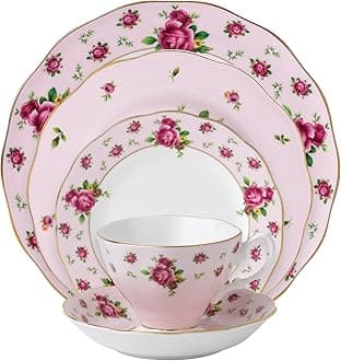 New Country Roses Pink Vintage Formal Place Setting, 5-Piece