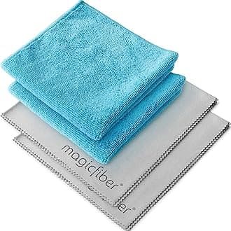 MagicFiberGlass & Window Cleaning Cloth (4-Pack, 13x13) Ultra-Soft, Reusable, Absorbent & Lint-Free Rags - Towels for Dusting, Glasses, Windows, Mirrors, Cars, Windshields & More
