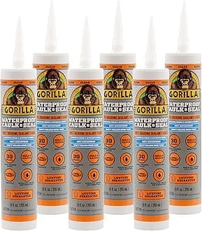 Gorilla Waterproof Caulk & Seal 100% Silicone Sealant; Clear; 10oz Cartridge (Pack of 6)