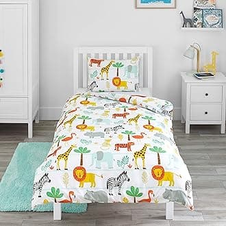 (Cotbed Duvet Set) - Bloomsbury Mill - Safari Adventure - Jungle Animals - Kids Bedding Set - Junior/Toddler/Cot Bed Duvet Cover and Pillowcase