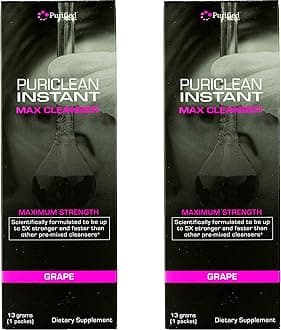 Puriclean Instant MAX Cleanser- Maximum Strength- 13grams of Cleanser-Quick Flush-5X Stronger & Faster Than Other Pre-Mixed cleansers(Great Tasting- Grape)32oz-2Pack