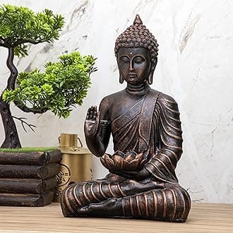 New Sitting Buddha Statue showpiece Idol Home Decor Items for Living Room and Gifts (Antique Copper)