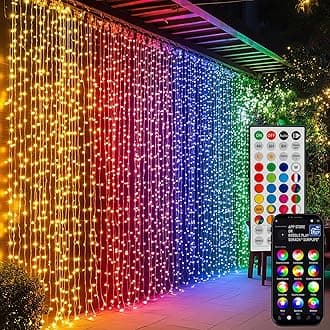 Dazzle Bright 300 LED Curtain String Lights, RGB Color Changing Christmas Fairy Lights for Bedroom with Remote & APP Control, Waterproof Smart Window Lights Party Wedding Garden Wall Decor