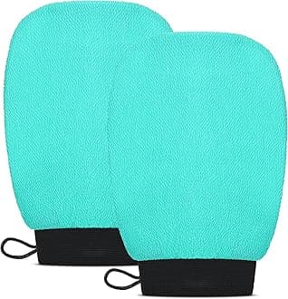 Valitic Exfoliating Glove for Body Scrub,Body Scrubber Exfoliator Mitt for Use at Shower or Bath,Korean Style Exfoliating Women & Men Washcloth,Pair Turquoise