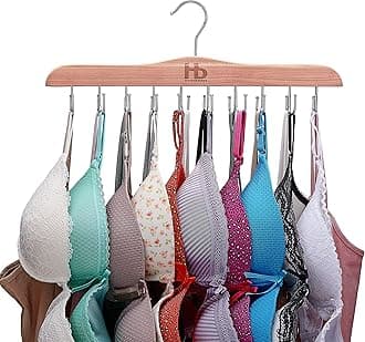 Large Bra Hanger and Bra Organizer for Closet – Tank Top Hanger Space Saving for House, Dorm, Apartment - Foldable Wooden for Closet Organizer– 20 Hook - Cedar WoodHanger, Natural, 1 Pack