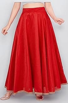 Women's Poly Silk Skirt/Lehenga With 8 Meters Maxi Flare (Double Ghera)