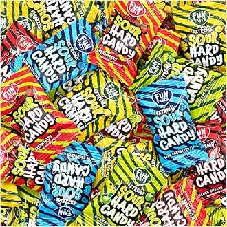 Sour Candy - 2 Pound Bulk Pack - Hard Candy Individdually Wrapped - Assorted Fruit Flavors Candies - Strawberry, Blue Raspberry, Cherry, Lemon, and Apple