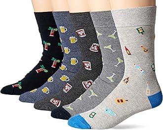 Amazon EssentialsMens Comfortable Patterned Dress Socks, 5 Pairs