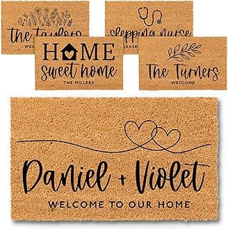 Customization Mill Personalized Door Mat - Create Your Own Family Doormat with 20 Icon - Welcome Doormat with Anti-Slip Backing, Door mat Indoor or Outdoor Entrance