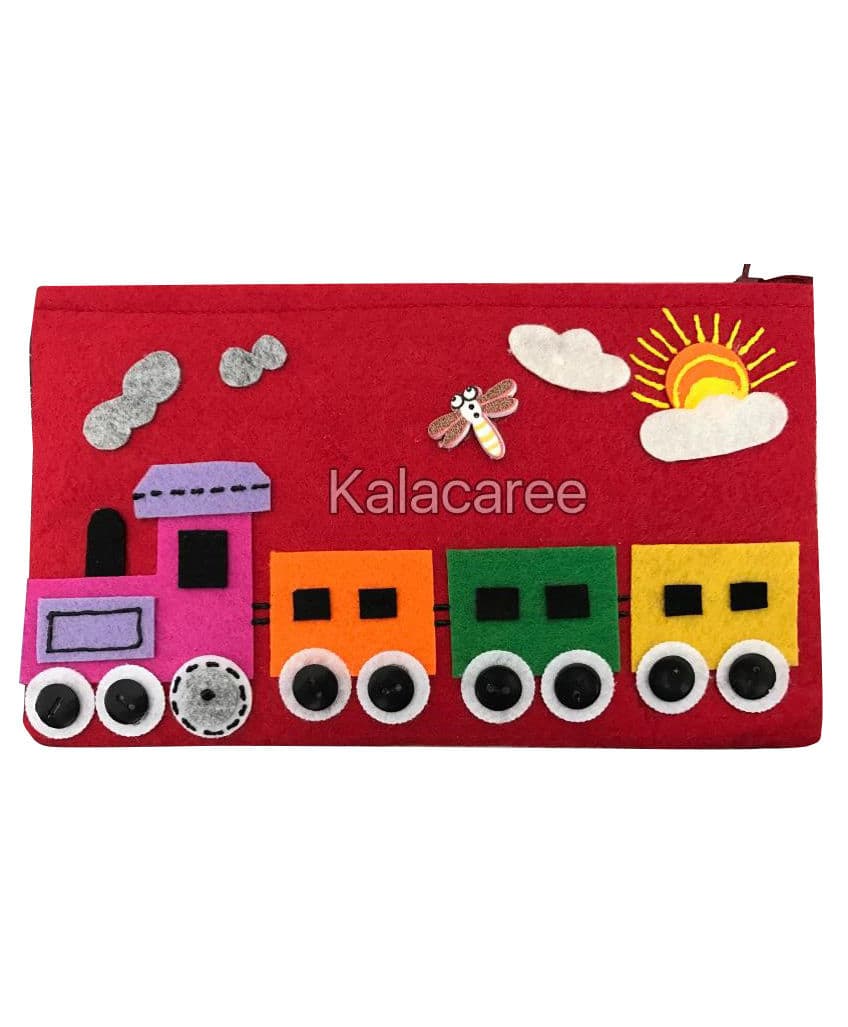 Kalacaree Train Engine Patch Pencil Pouch - Red