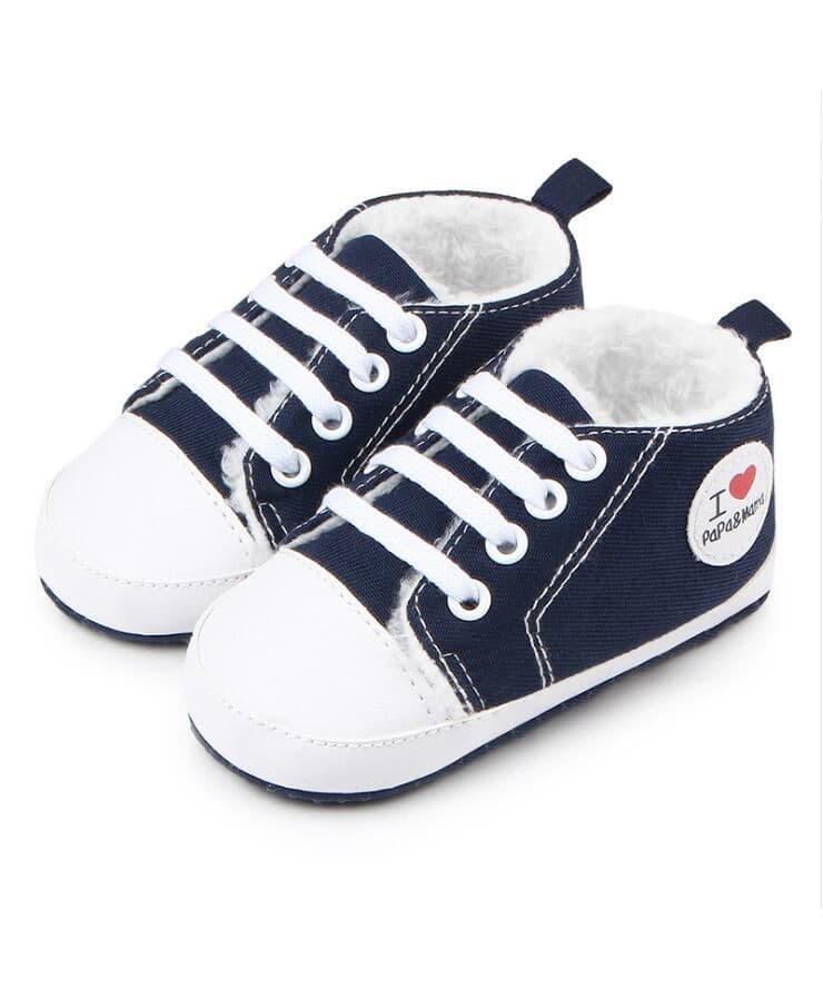 Wow Kiddos Patch Lace Up Fur Booties - Blue