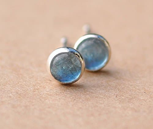 Labradorite earrings with sterling silver studs