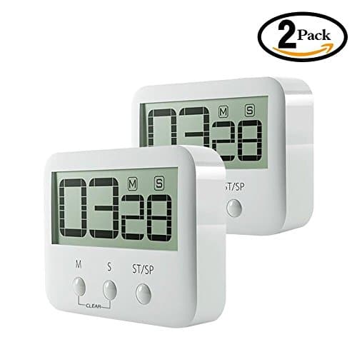 KSNTJ Digital Kitchen Timer 2 Pack Cooking Timer Clock with Loud Alarm Magnetic Back and Retractable Stand, Minute Second Count Up Countdown, Large LCD Display