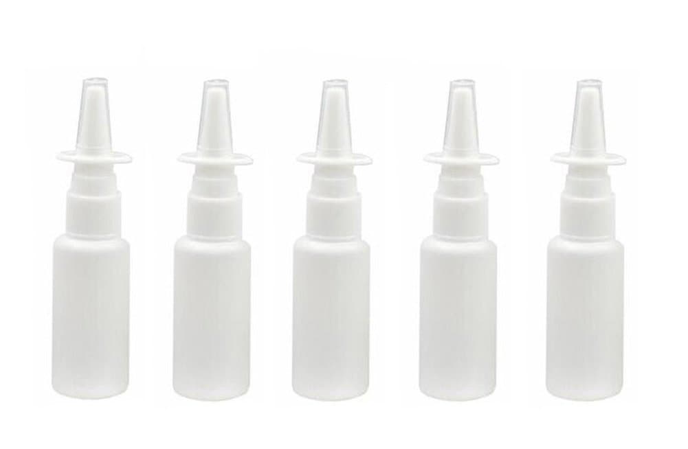 CMJ™ 5 x 15ml Empty Nasal Pump Spray Plastic Bottle Refillable White Fine Mist UK