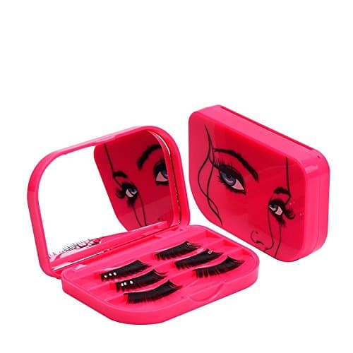 Katoot@ False Eyelash Storage Box Makeup Cosmetic with Mirror Case Pink Travel Organizer Beauty Comestics Tool Plastic Gift 110X74X20mm (Rose)