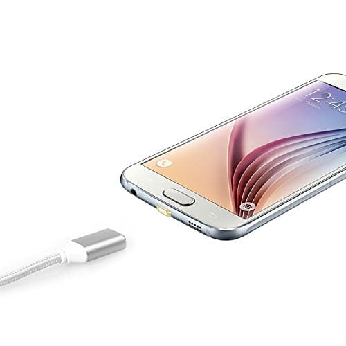 Magnetic Lightning USB Charger Cable Charging & Data Transfer Functions Nylon Braided Heavy Duty Cable 3.3 ft long 2.1 A for Android Devices (Gold)