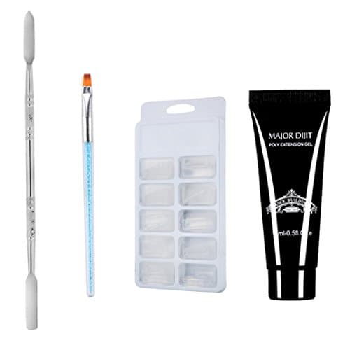 Vanvler Poly Gel 15ML Lasting 100PCS False Nails Double-end Nail Pusher Dead Skin Brush Set (B)