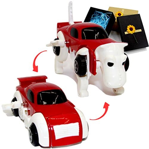 Robot Dog Toy Transform Car Toy Creative Vehicles Clockwork Wind up Toys Gift for Kids by Latburg (Red)