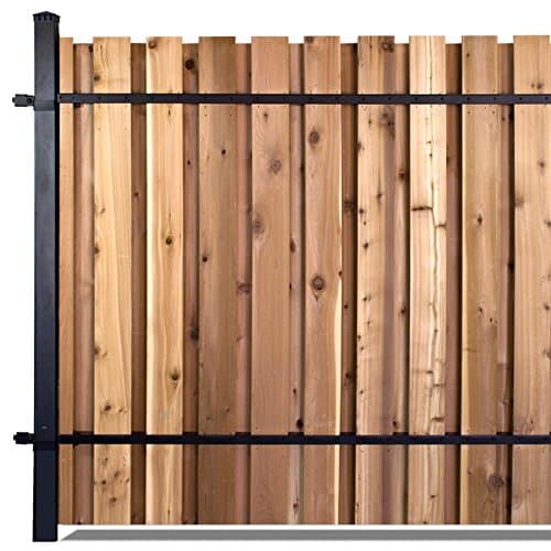 6 ft. x 8 ft. Black Aluminum Middle Post Fence Panel Kit with 8 ft. Post