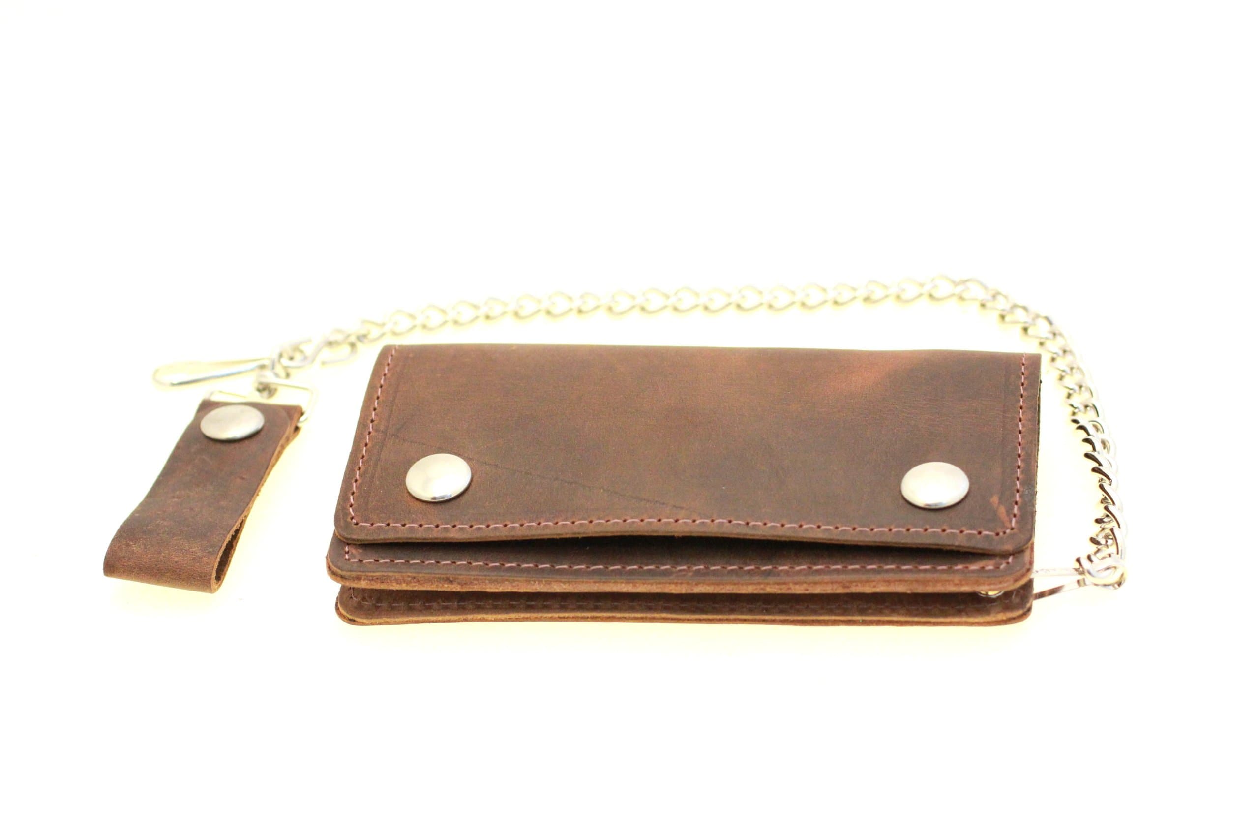Men's 6? Biker Wallet With A Chain Rustic Pull-UpLeather Made In America