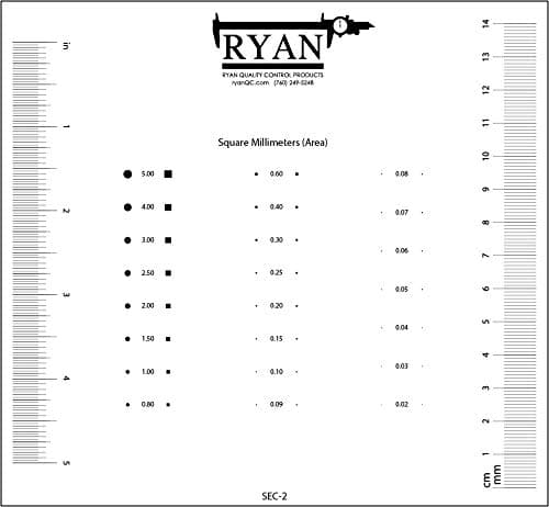 Precision Accuracy SEC-02 Size Estimation Chart (Transparency) for Defects and Measuring Size Estimation Chart (Transparency) for Defects and Measuring sq ml by Area
