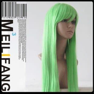 Coser CODE GEASS C.C Grass Green Long Straight Cosplay Wig 100CM