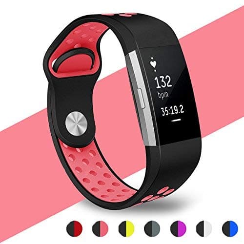 WZE for Fitbit Charge 2 Strap, Adjustable Silica Gel Soft Silicone Replacement Sport Strap Bands for Fitbit Charge2 Heart Rate Fitness Wristband