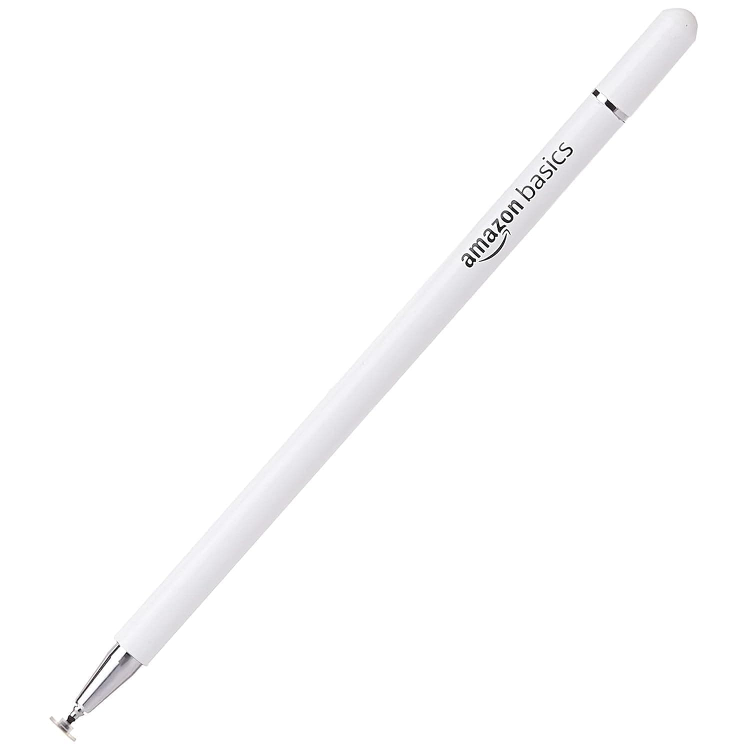 Capacitive Stylus Pen for iOS and Android Touchscreen Devices, Fine Point Disc Tip, Lightweight Metal Body with Magnetic Cover (White)