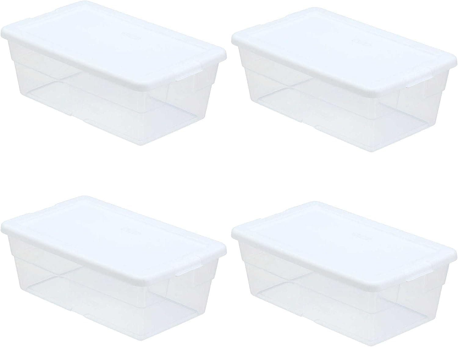 Storage Box 13.5" X 8.3" X 4.8", 6 Qt. Clear - Pack of 4