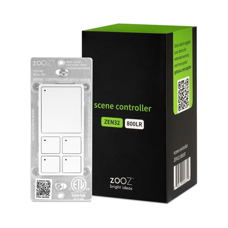 Zooz 800 Series Z-Wave Long Range Scene Controller ZEN32 800LR, White | Z-Wave Hub Required