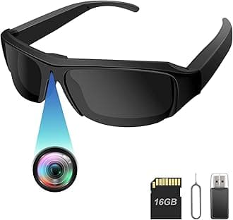 Sport Camera Sunglasses,Smart Glasses Camera for Men, HD 1080p Video Cameras UV Protective Polarized Lenses for Outdoor Activities Cycling, Traveling, Driving(Include 16G Memory Card)