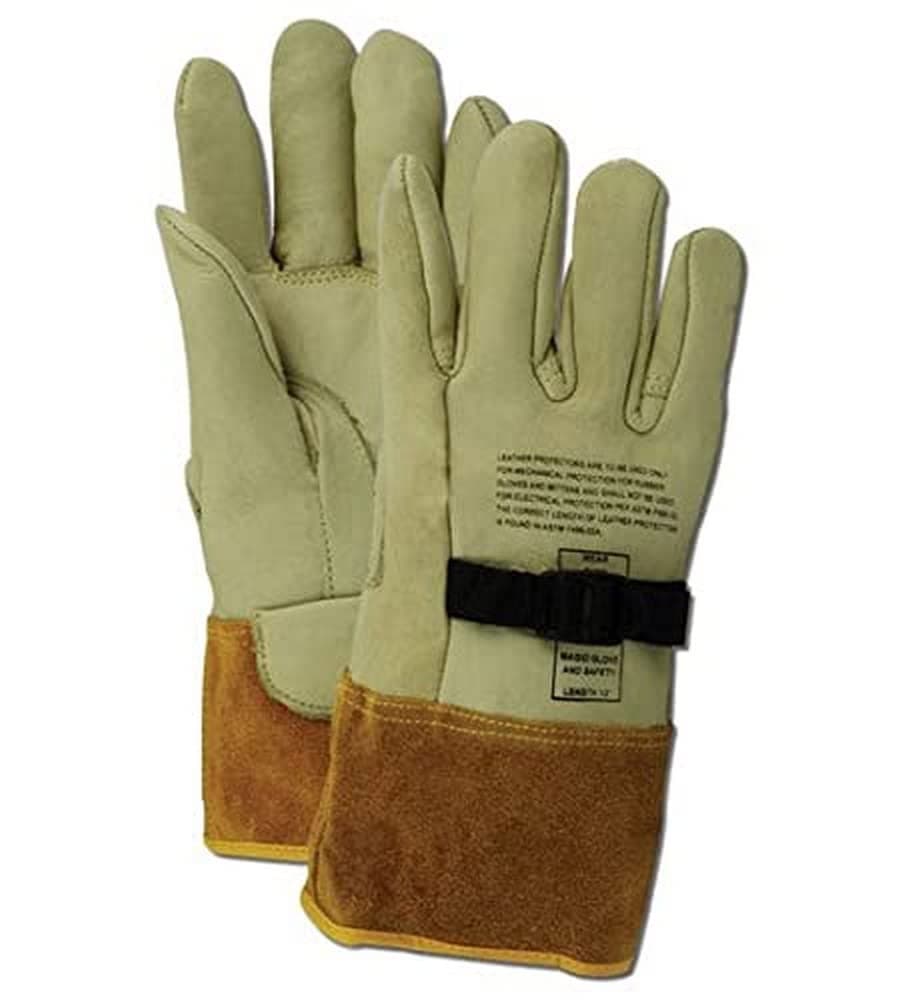 Leather Lineman Electrical Protector Work Gloves, 1 Pair, Size 9, 60611PS9, For Use With Rubber Insulated Gloves, Tan