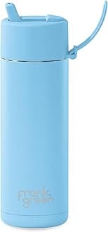 Frank Green - Ceramic Reusable Bottle - Stainless Steel Water Bottle With Straw, Insulated Water Bottle, Metal Water Bottle - Flip Straw Lid - 20oz - Sky Blue