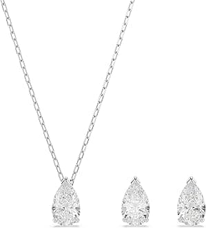 Swarovski Attract Jewelry Set Collection, Blue Crystal, Clear Crystal, 14 7/8 x 1/4 x 1/8, Non-Precious Metal. , Cubic Zirconia