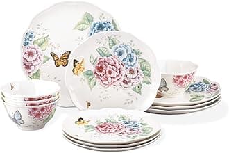 Lenox 849407 Butterfly Meadow Hydrangea 12pc Set, Porcelain, Multicolor