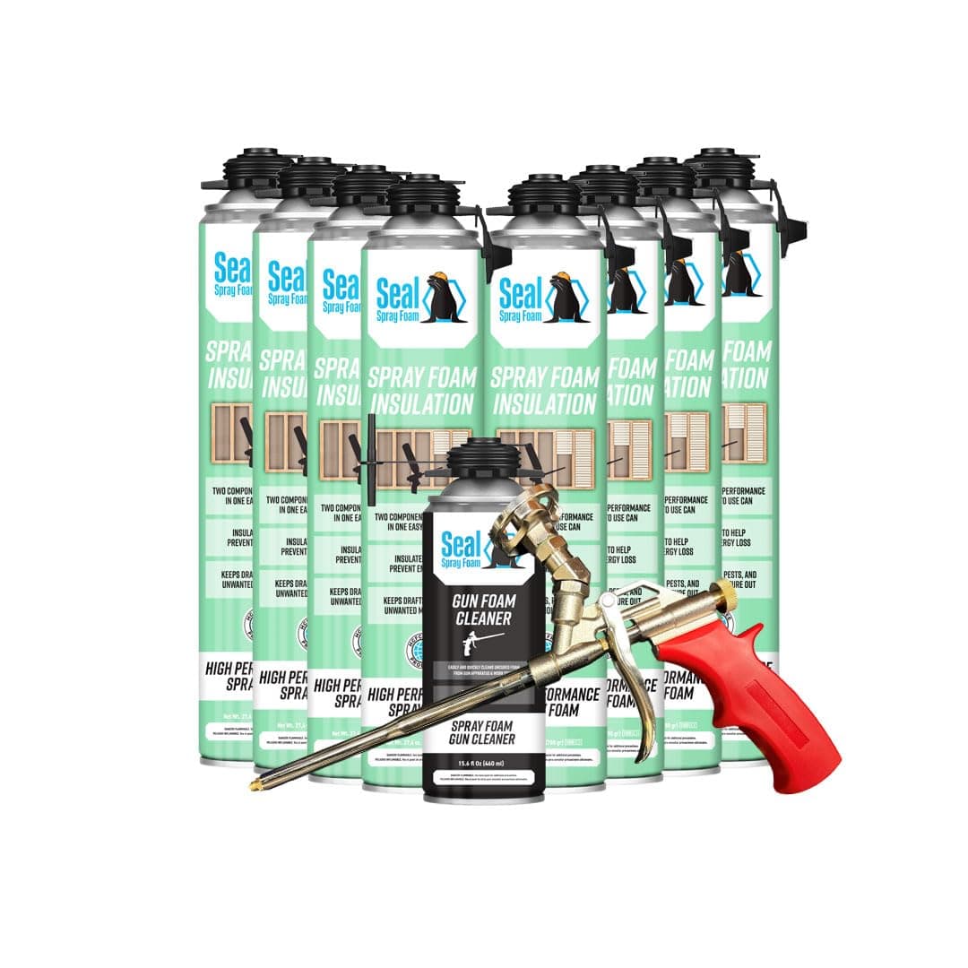 Seal High-Performance Closed Cell Insulating Foam Can Kit w/ Angled Gun Applicator and Cleaner (200 Board FT-8 Cans)
