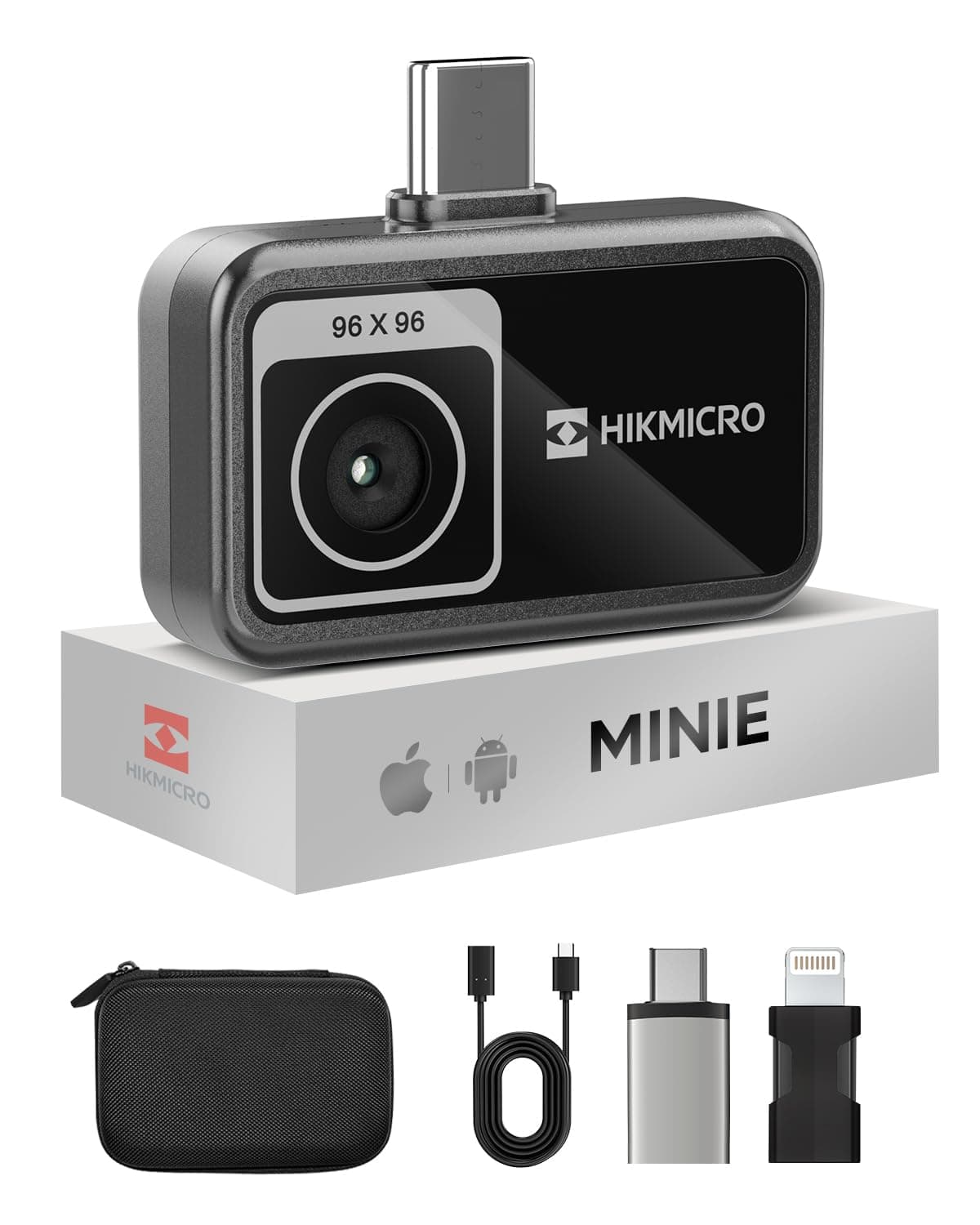 - HIKMICRO MiniE Thermal Camera Android/iOS, Thermal Imaging Camera with SuperIR Image Enhancement, 25Hz, No Battery, for Phone/Tablet, USB-C/Lightning Port (Adapter Included, support iPhone 15/16)