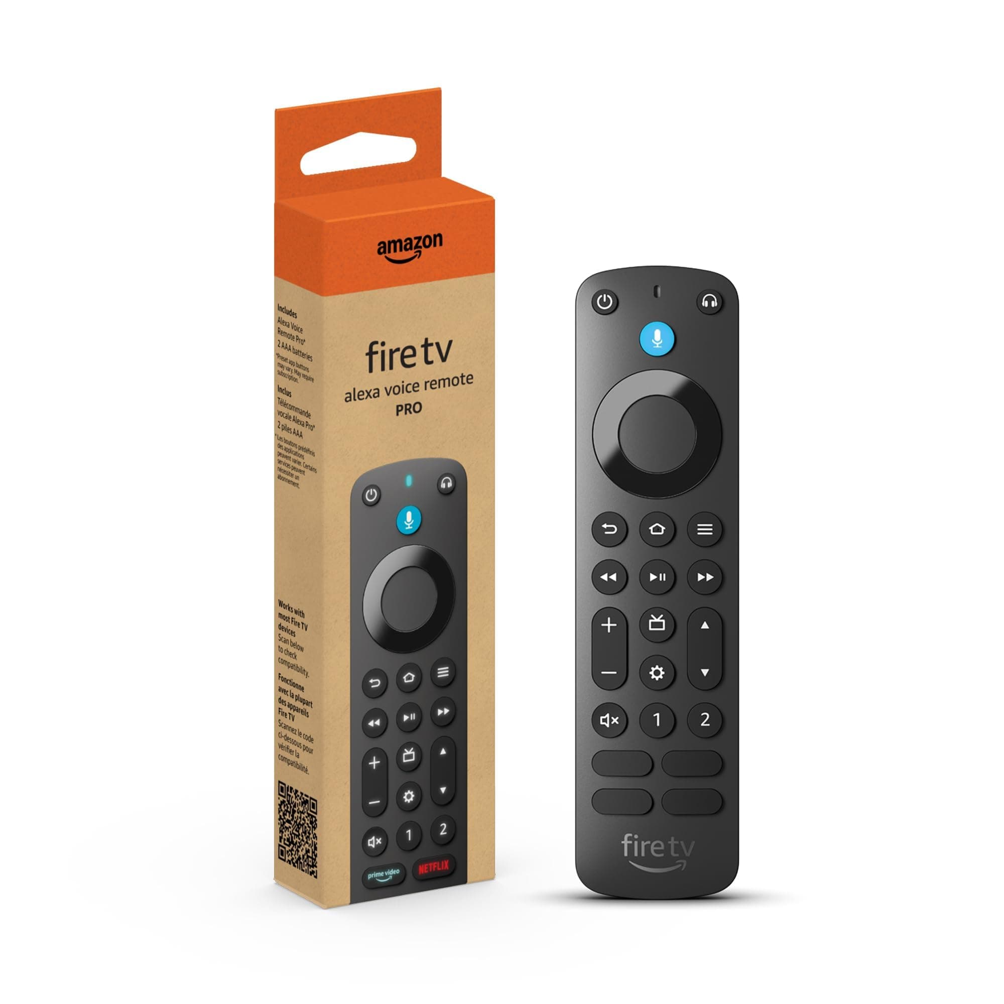 Amazon Made Fire TV Alexa Voice Remote Pro with remote finder, TV controls and backlit buttons (compatible Fire TV device required)