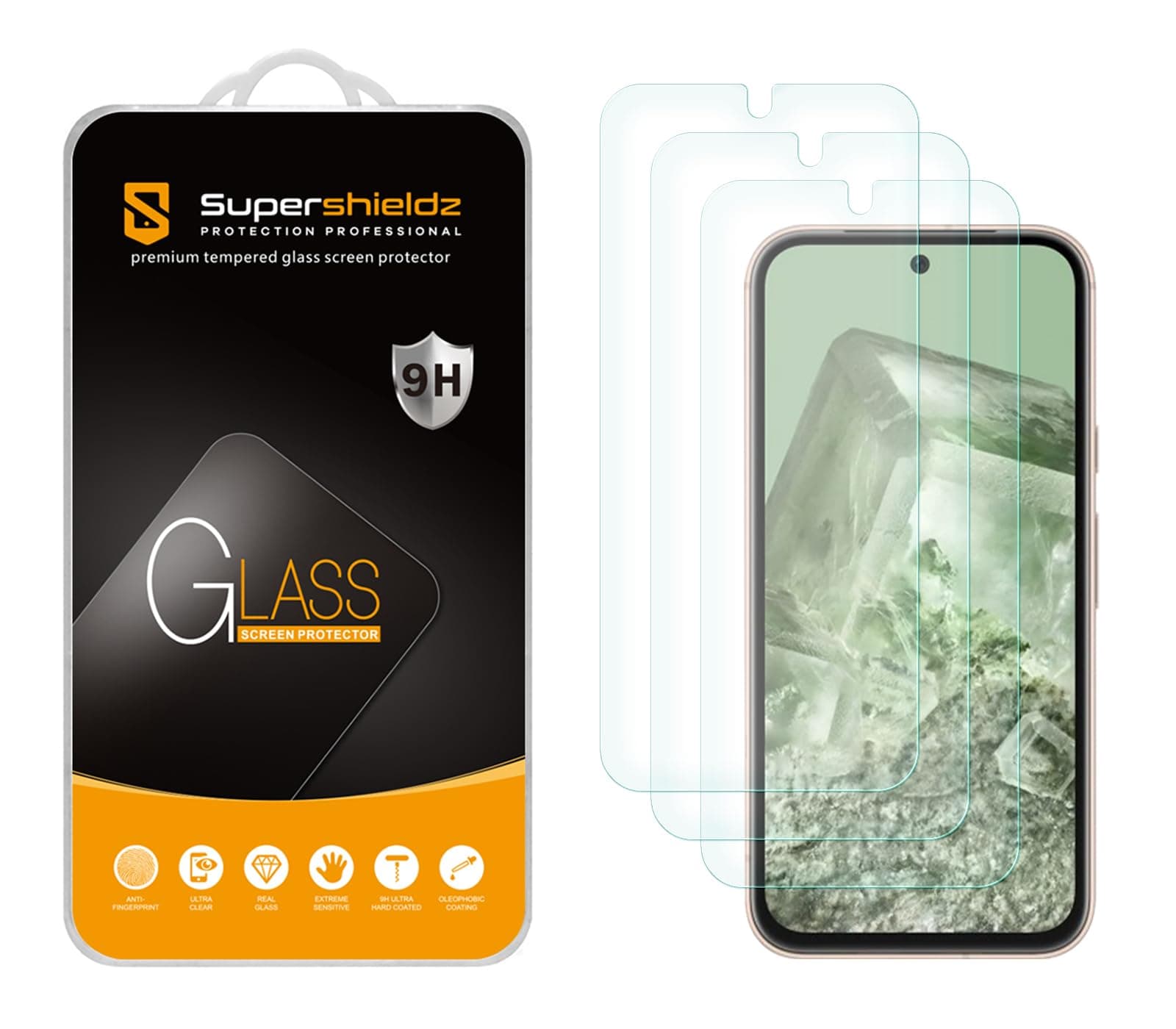 Supershieldz (3 Pack) Designed for Google Pixel 8a Tempered Glass Screen Protector, Anti Scratch, Bubble Free