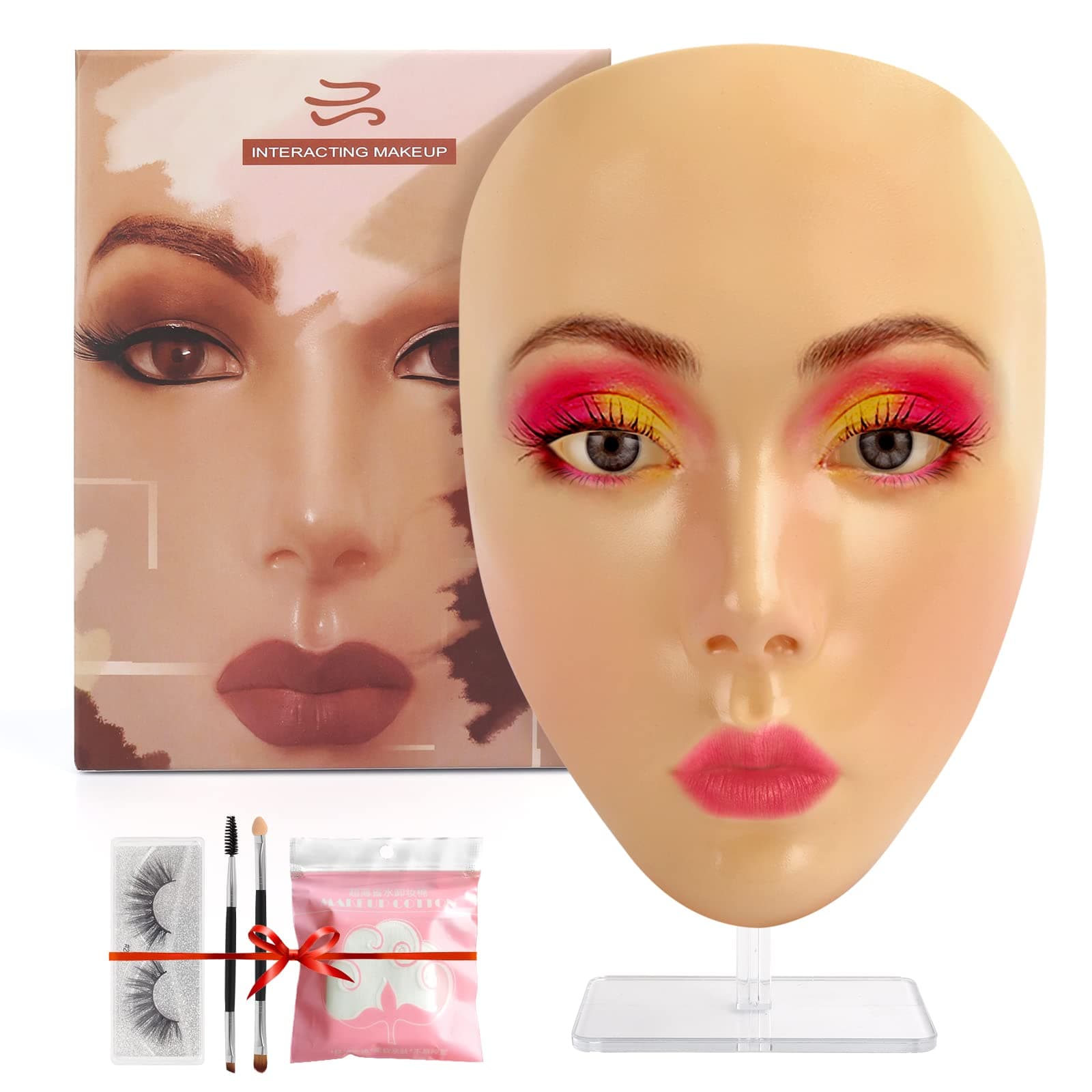 Silicone Make Up Practice Face: Makeup Training Face - Reusable Realistic Fake Face Model for Women Girl