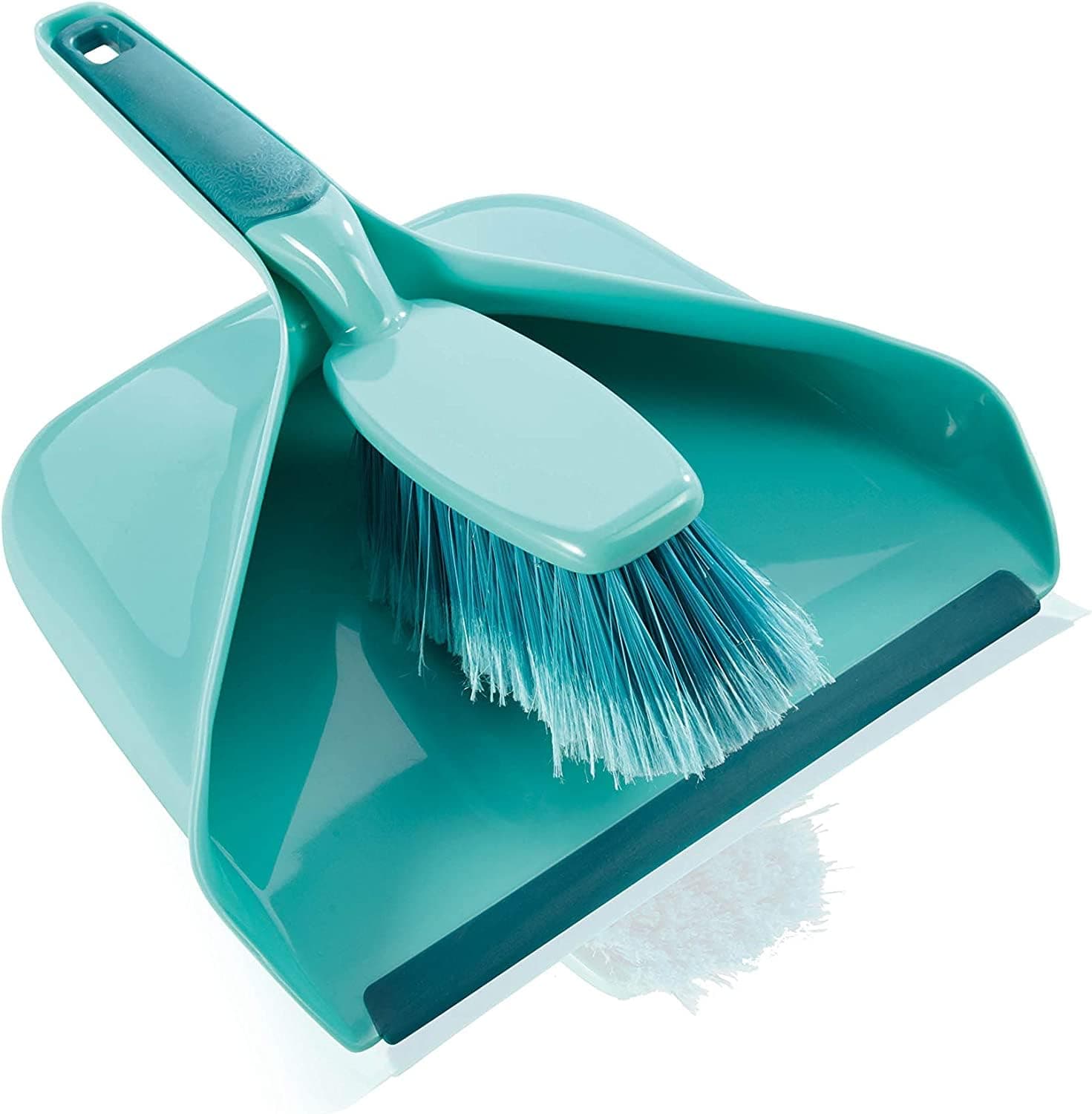 Dust Pan and Brush Sweeping Set, Extra Large, Split Bristle Ends on Hand Brush for Best Sweeping Results, Soft Hand Grip on Brush