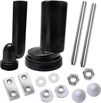 Wall Hung Toilet Tank Connector Set with Side Pipes,Compatible with Geberit 154.405.11.6,Toilet Replacement Parts with Black HDPE Material,Easy Installation