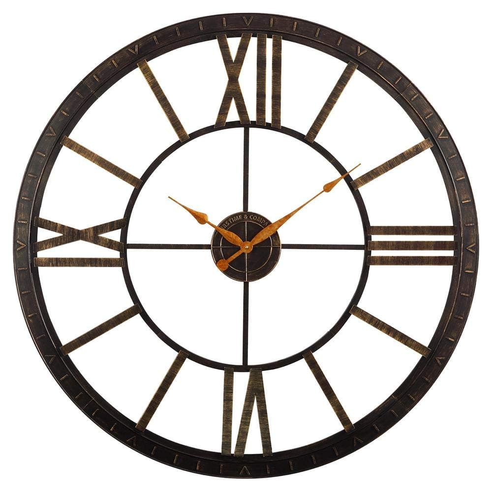 FirsTime & Co. Bronze Big Time Wall Clock, Large Vintage Decor for Living Room and Home Office, Round, Plastic, Farmhouse, 40 inches