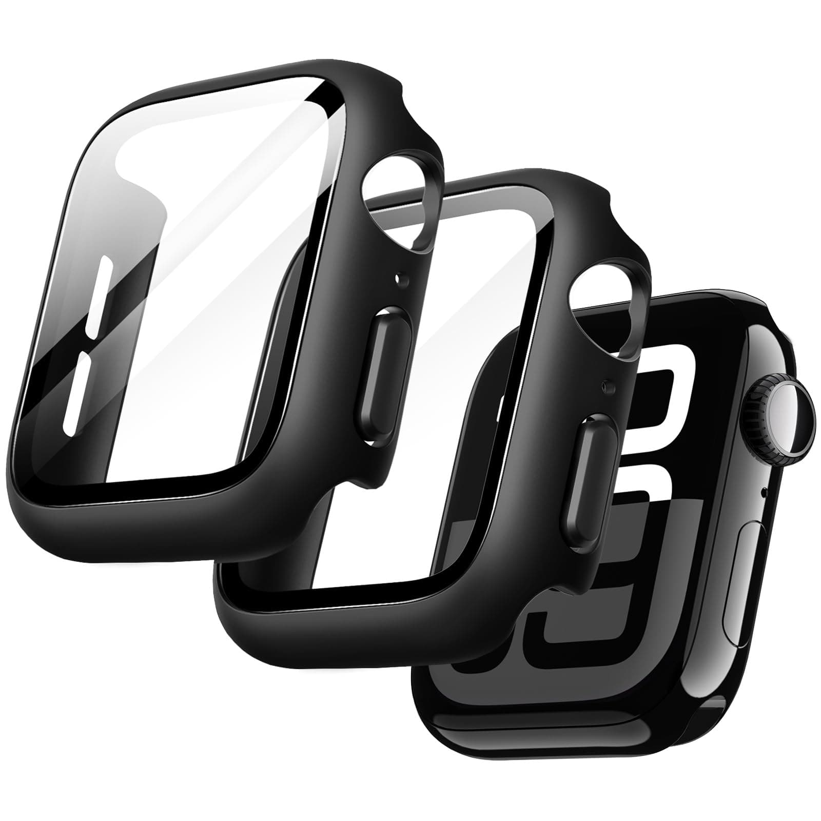 Case with Screen Protector for Apple Watch Series 11/10 46mm, Overall Protective Cover, Built-in Tempered Glass Film High Sensitivity, 2 Pack (Black)