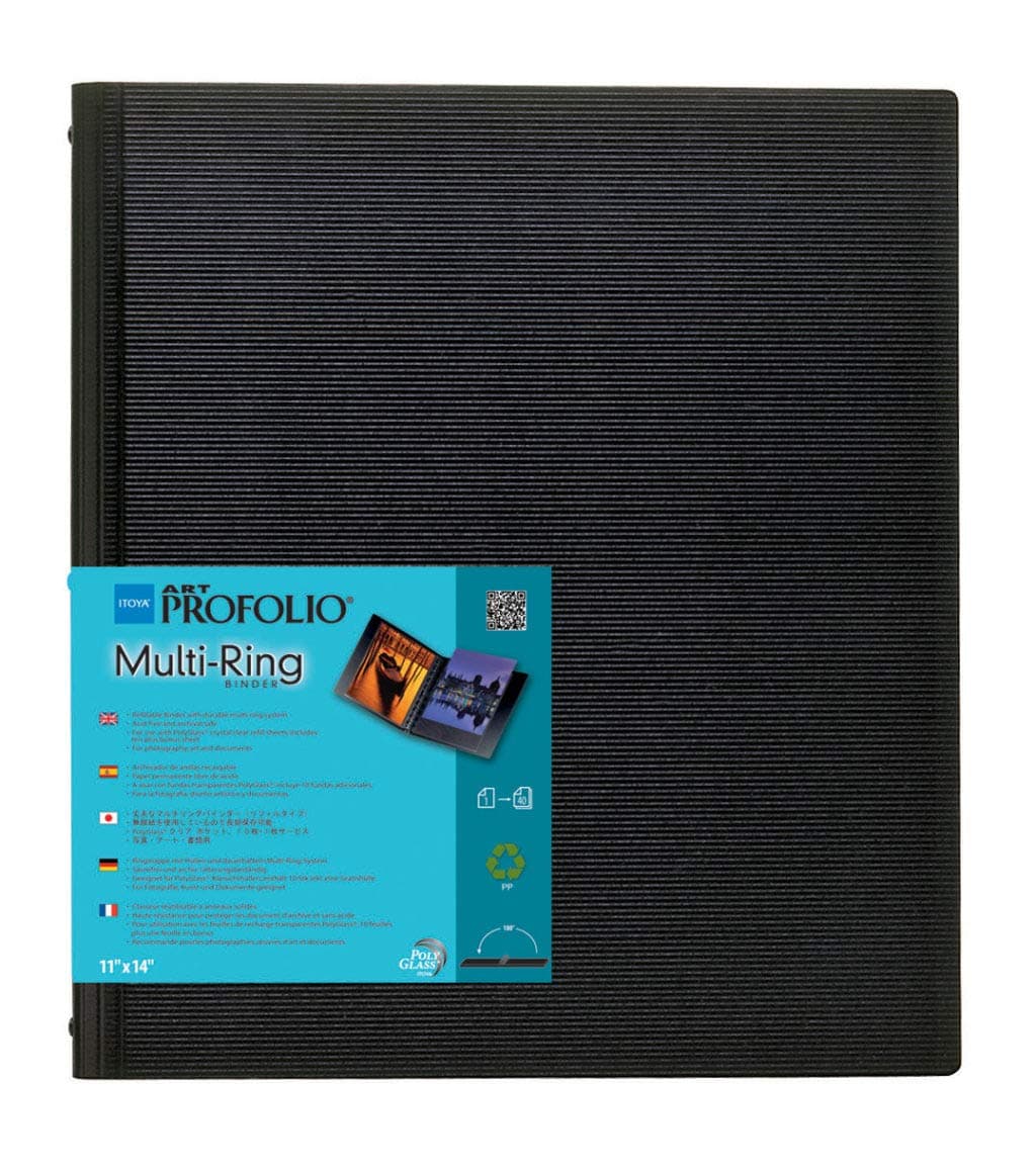 RB-11-14 Itoya RB1114 Multi-Ring Binder, Refillable, 11 inch x 14 inch, Black, Black, 11x14