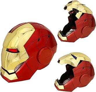 Autoking Iron-Man MK 5 Helmet with Jarvis Voice & Remote&Touch Controlled Open/Close Mask, 1:1Adult Wearable Super Hero Mask&Movie Prop .Ideal Gift for Halloween&Birthdayand&Christmas(Golden)
