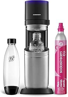 E-Duo Sparkling Water Maker (Black) with 60L CO2, 1 BPA- Free Carbonating Bottle and (1)1L Glass Bottle