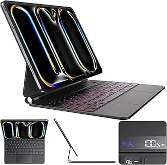 for iPad Pro 13 inch M5 2025 & M4 2024 case with Keyboard M4,Magnetic Attach,Multi-Gesture Trackpad,7-Color Backlit,Shortcut Keys,Auto Sleep/Awake,Magic Keyboard for iPad Pro 13-inch, Black
