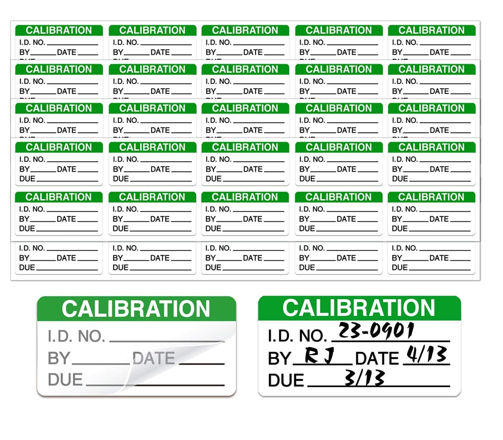Self Laminating Calibration Labels 2 X 1 Inches - Waterproof Write-on Calibration Stickers with Clear Covers for for NIST Calibration, ISO-9000 Calibration 128 Labels