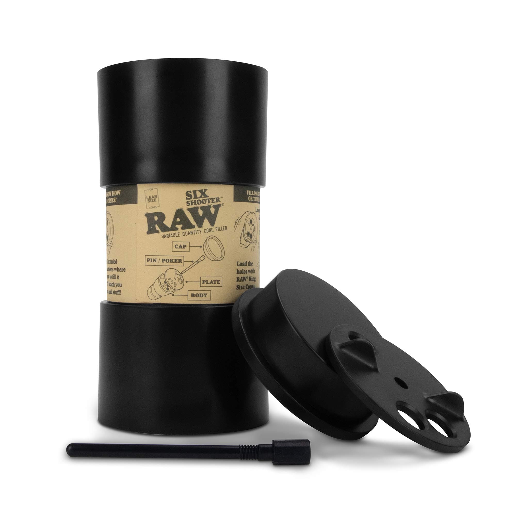 RAW Six Shooter for Lean Cones | Fast and Convenient Loader and Cone Filler | Fills up to 1,2,3, or 6 Cones at a Time